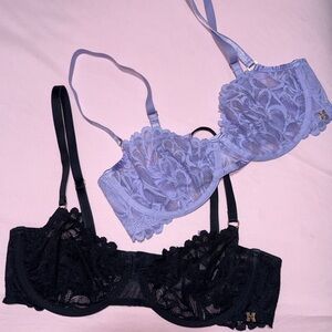 Savage X Fenty Lace Underwire Bra Set - Black and Lavender